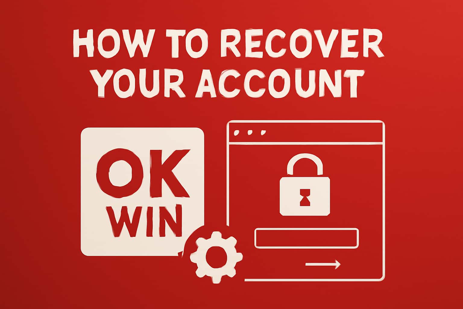 An illustrative scene depicting the account recovery process for OK Win, emphasizing security and accessibility.