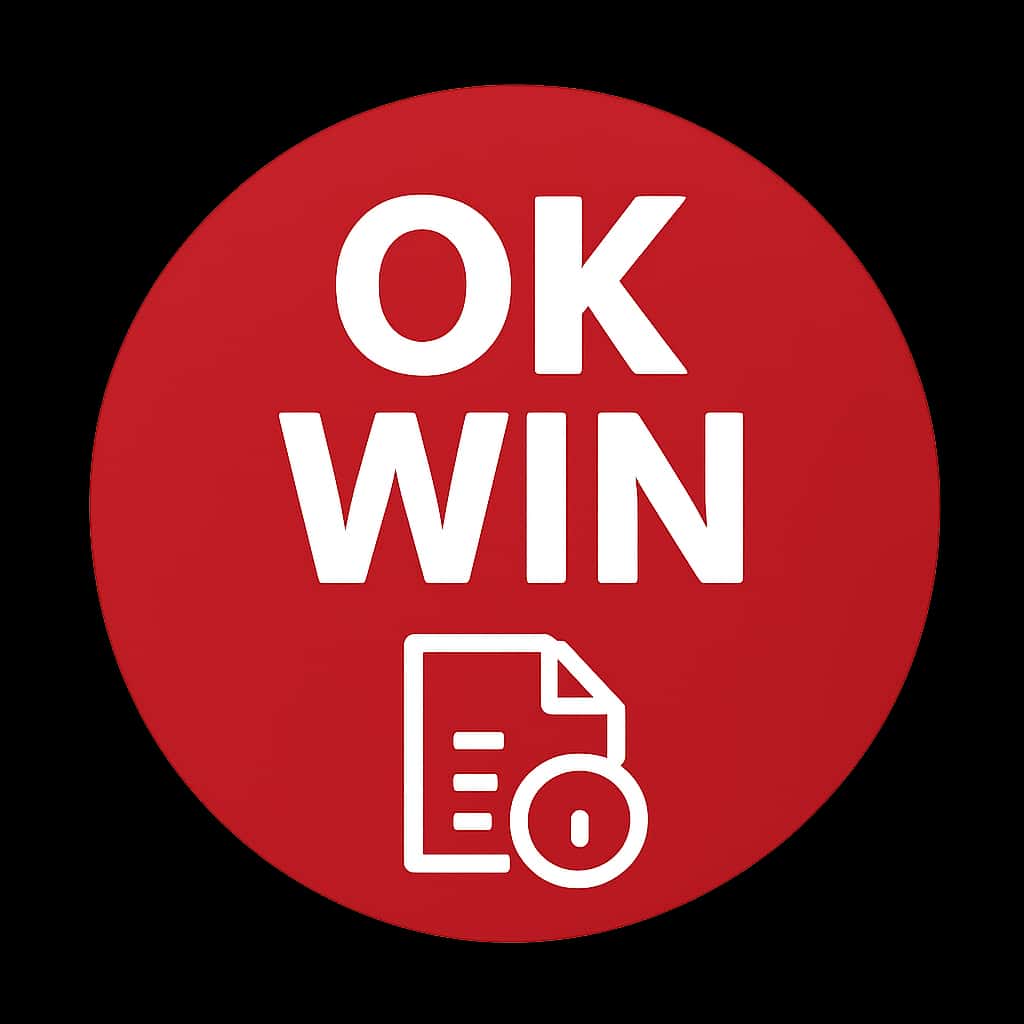 A badge representing OK Win Notices.