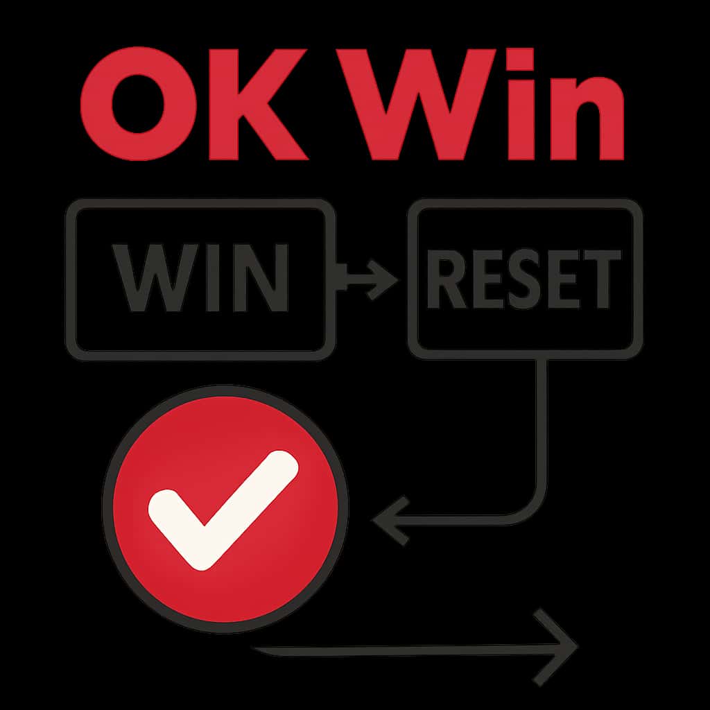 Illustration depicting steps for resetting OK Win account information.