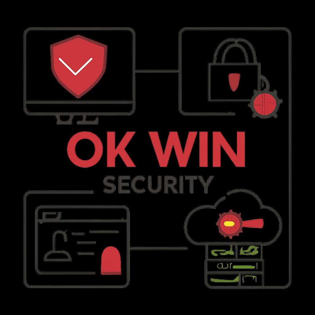 Illustration explaining secure access to OK Win.
